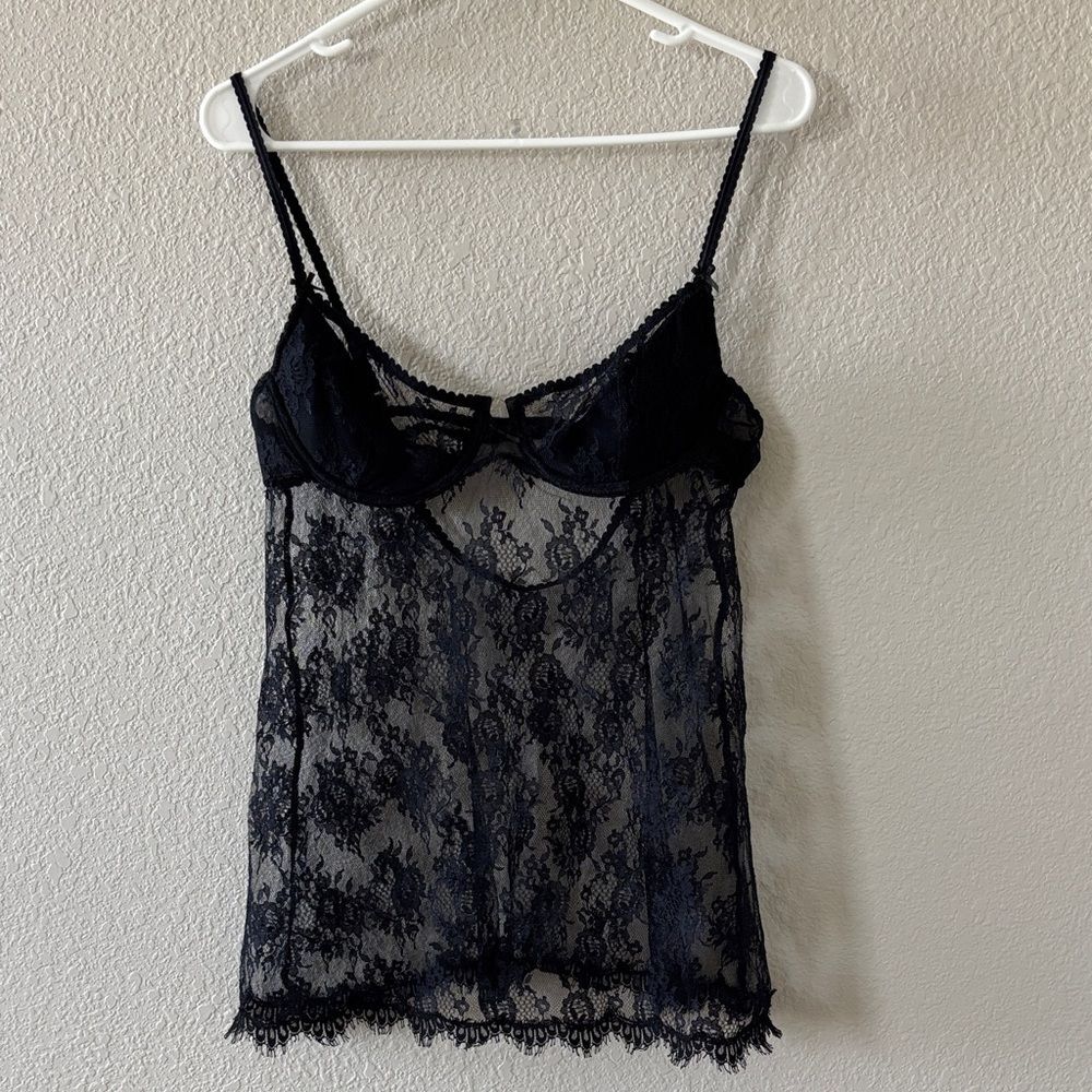 VICTORIA'S SECRET Very Sexy Black Lace Underwire Babydoll sz Medium